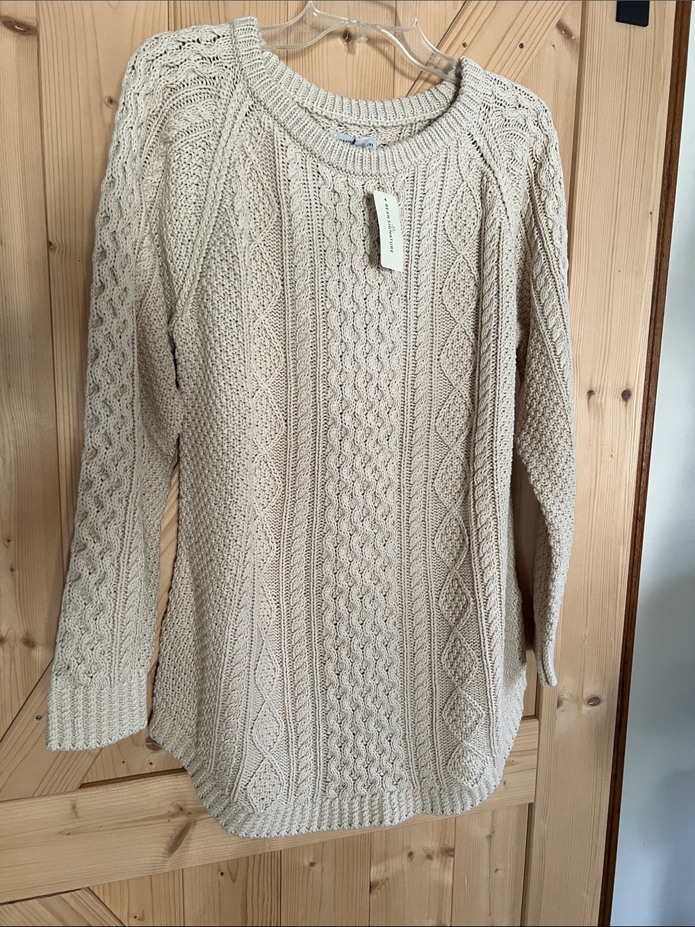 Signature Neutral Cream Cable Knit Crewneck Sweater